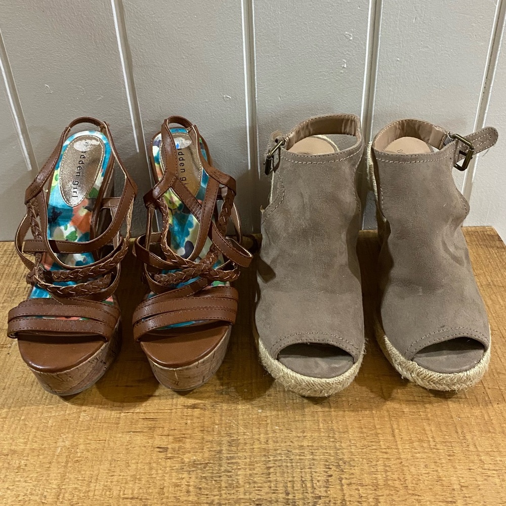 Steve Madden & Universal Thread Brown and Tan Wedges